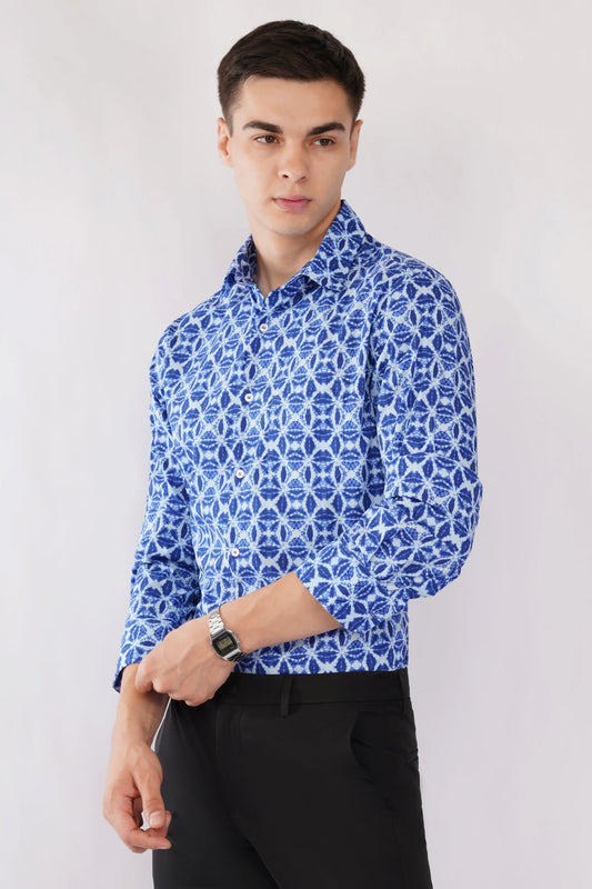 Olevorr Emrys stylish slim fit full sleeve printed shirt — left view