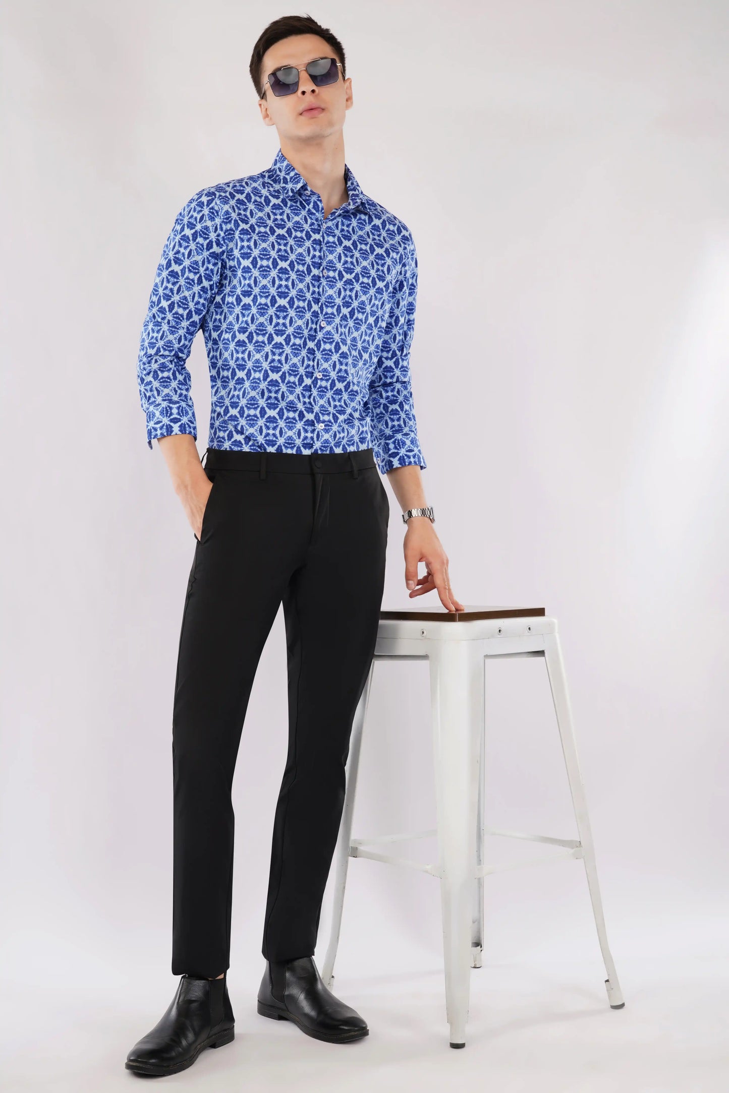 Casual slim fit full sleeve men’s motif printed shirt — Olevorr Emrys