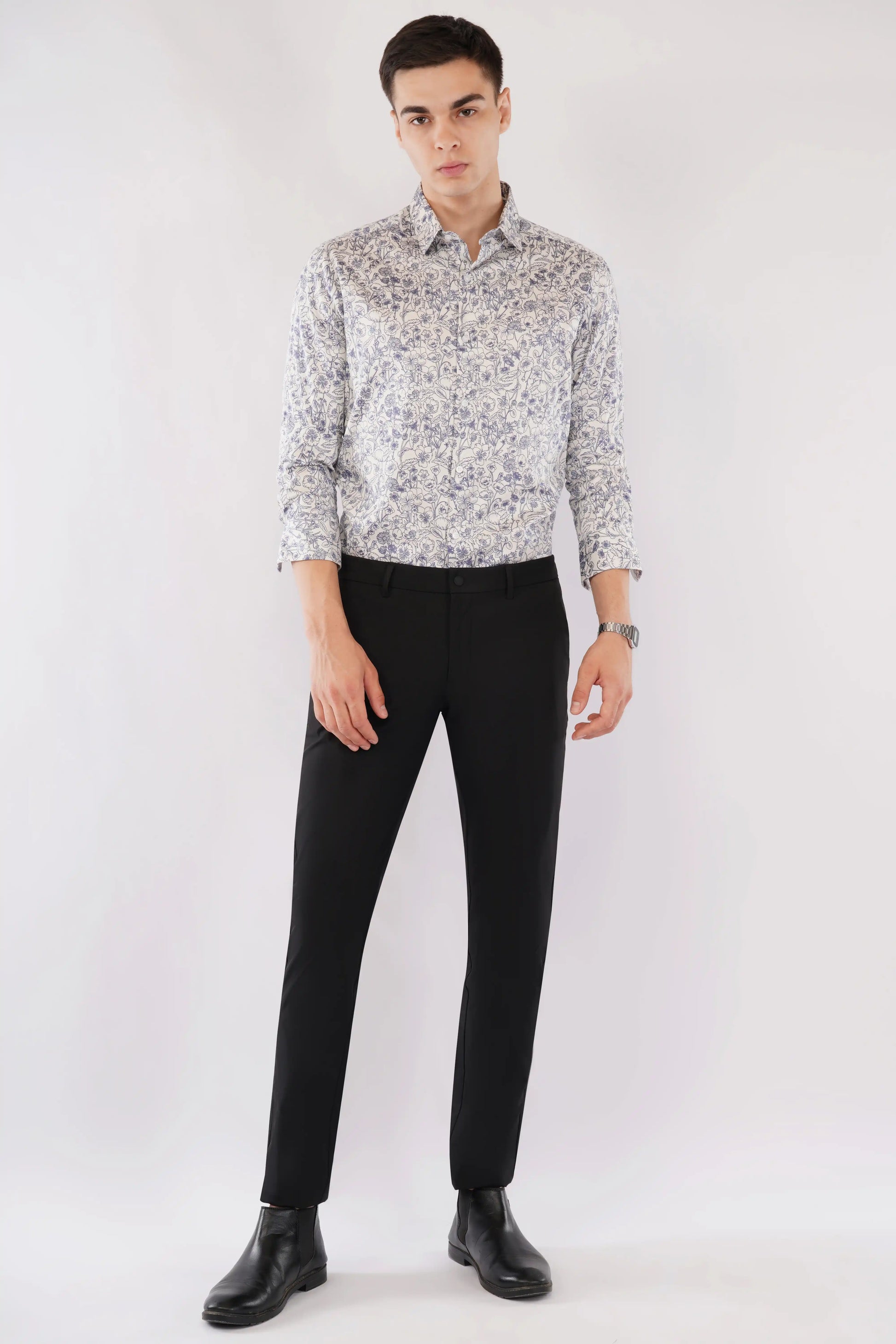 Casual party wear slim fit full sleeve men’s printed shirt — Olevorr Merrick