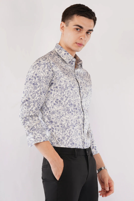 Merrick casual printed slim fit men’s shirt — right side