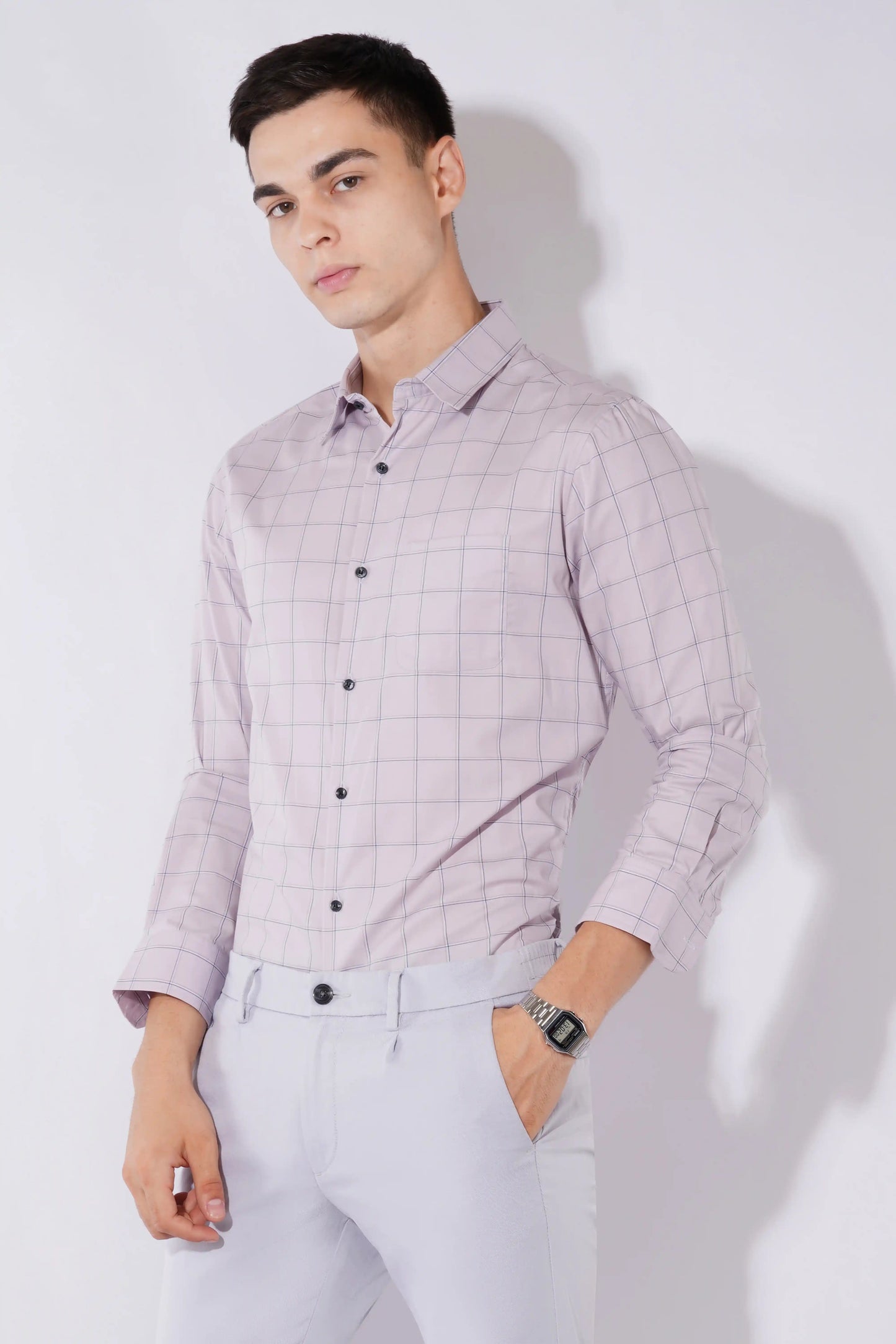 Olevorr Blaine slim fit full sleeve cotton shirt for men — left view