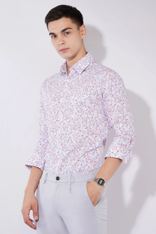 Olevorr Jace slim fit full sleeve printed shirt for men — left view