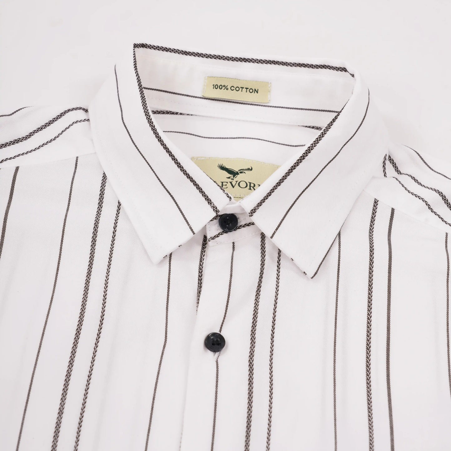 Vance slim fit white with black stripe shirt — fabric close-up