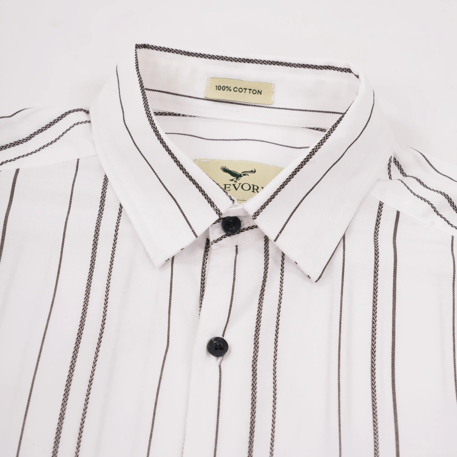 Vance slim fit white with black stripe shirt — fabric close-up