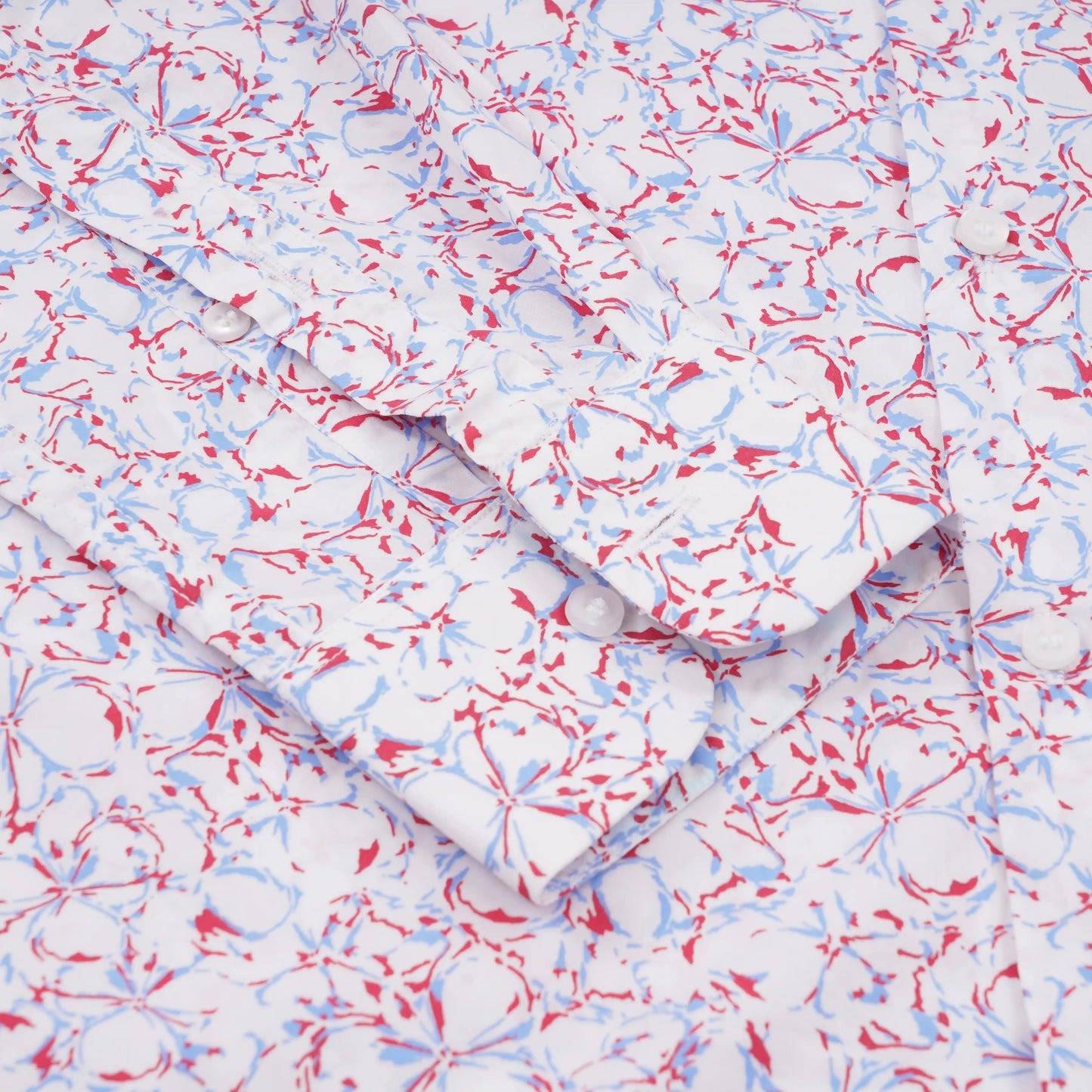 Jace slim fit printed shirt in soft red — cuff close-up