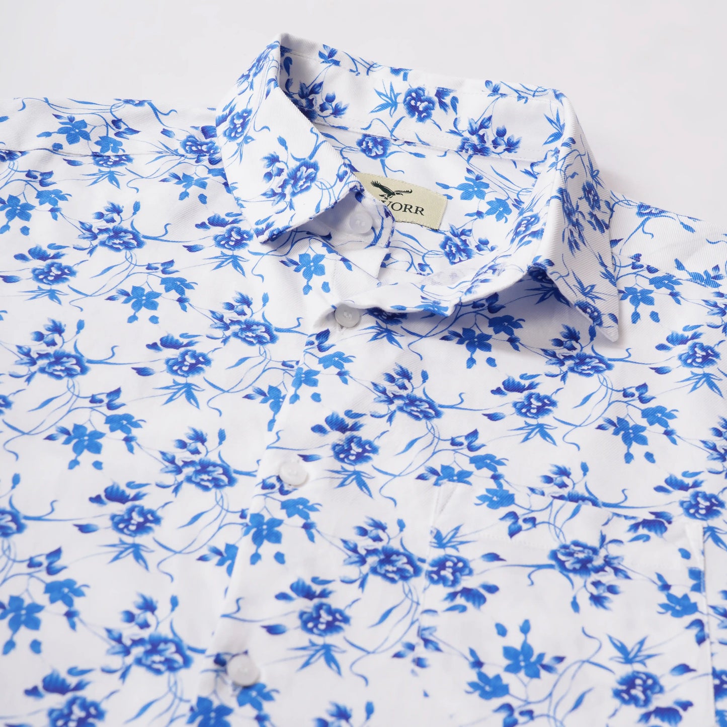 Aelio slim fit full sleeve men’s shirt — floral fabric close-up