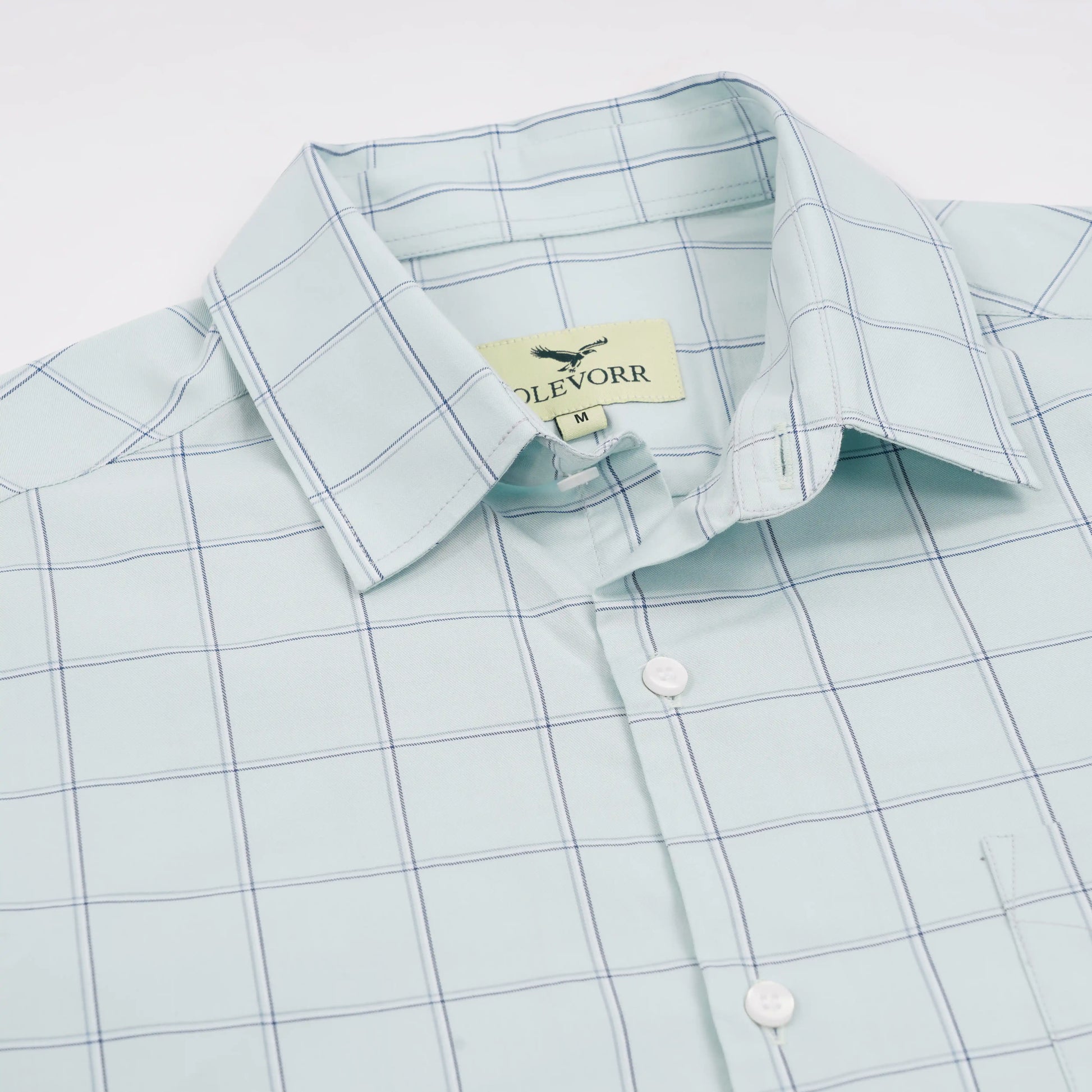 Marcus slim fit full sleeve men’s shirt — green check fabric close-up