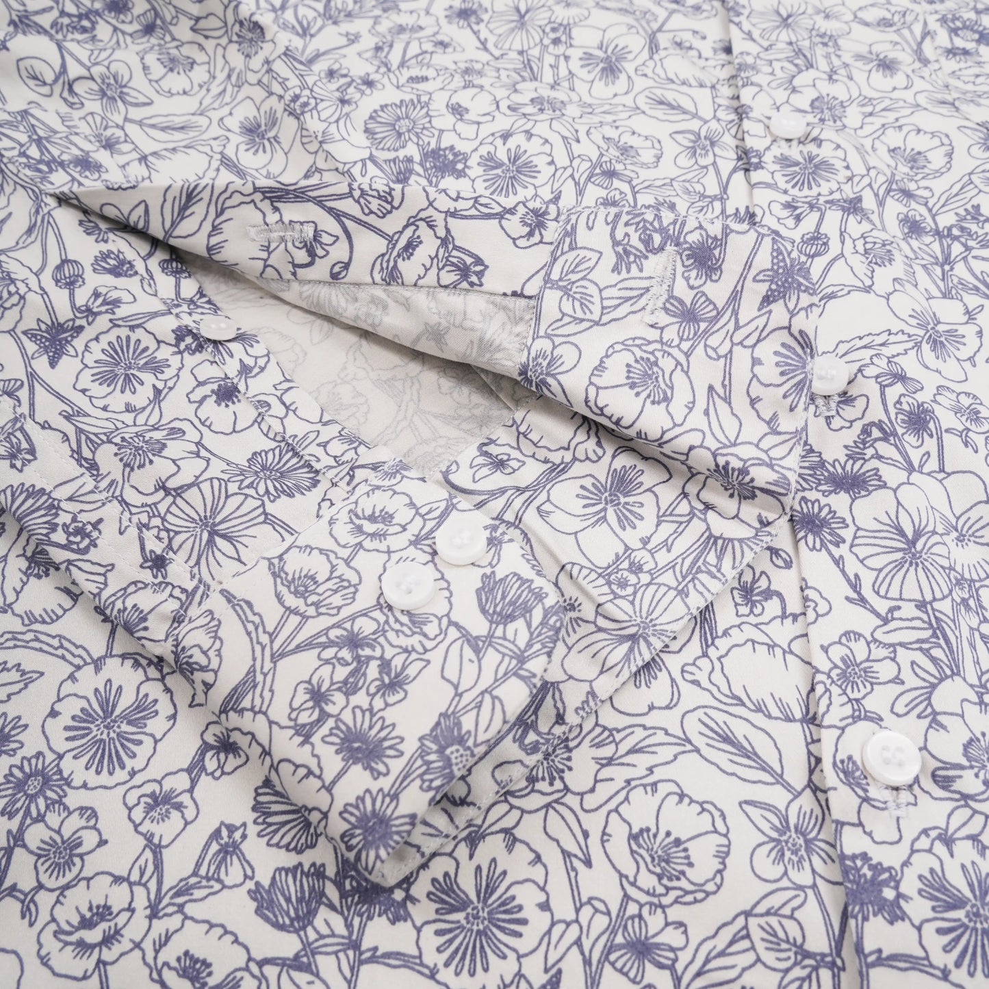 Merrick slim fit casual printed shirt — cuff close-up