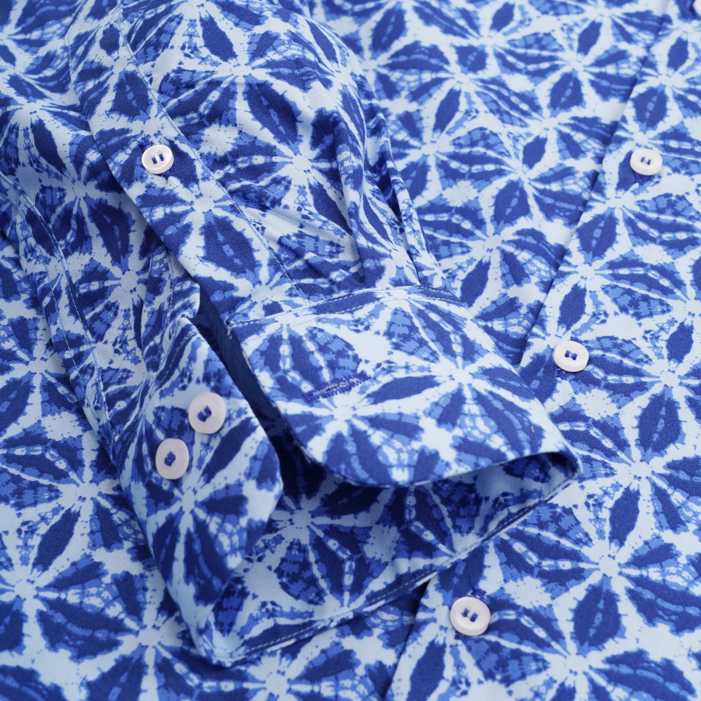 Emrys slim fit casual motif printed shirt — cuff close-up