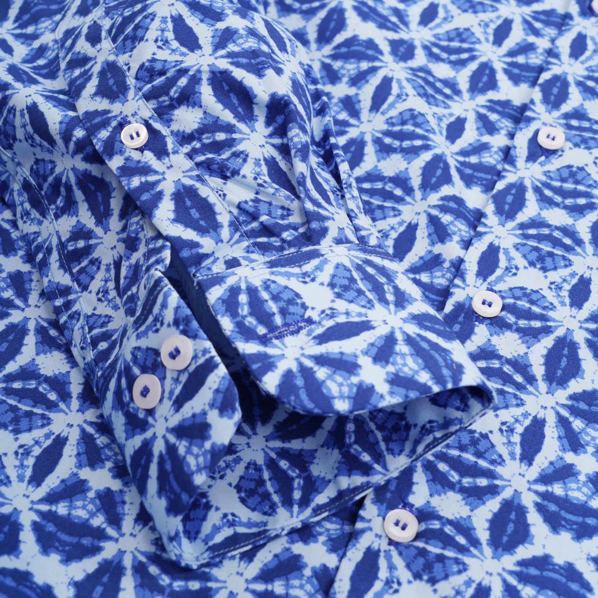 Emrys slim fit casual motif printed shirt — cuff close-up