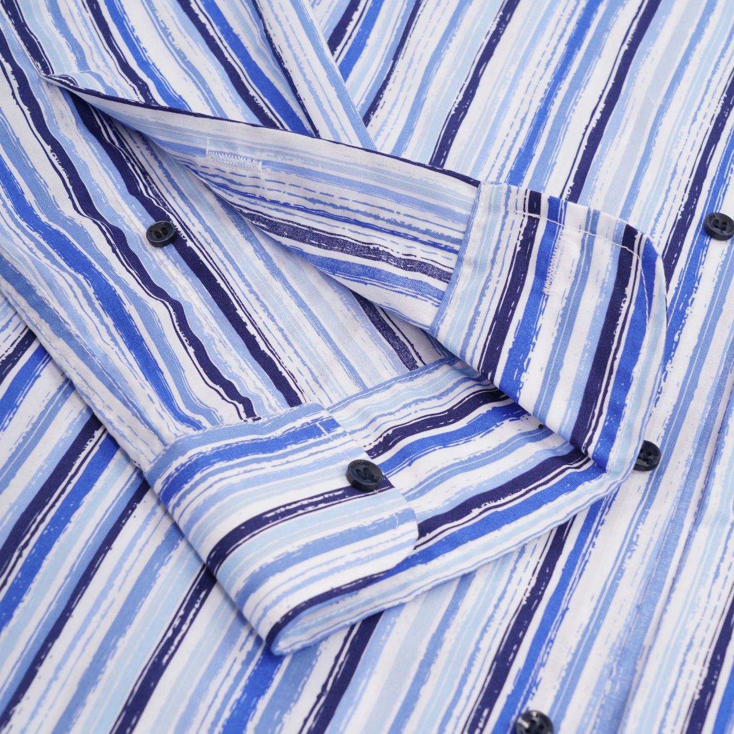 Adrian slim fit blue white striped shirt — cuff close-up