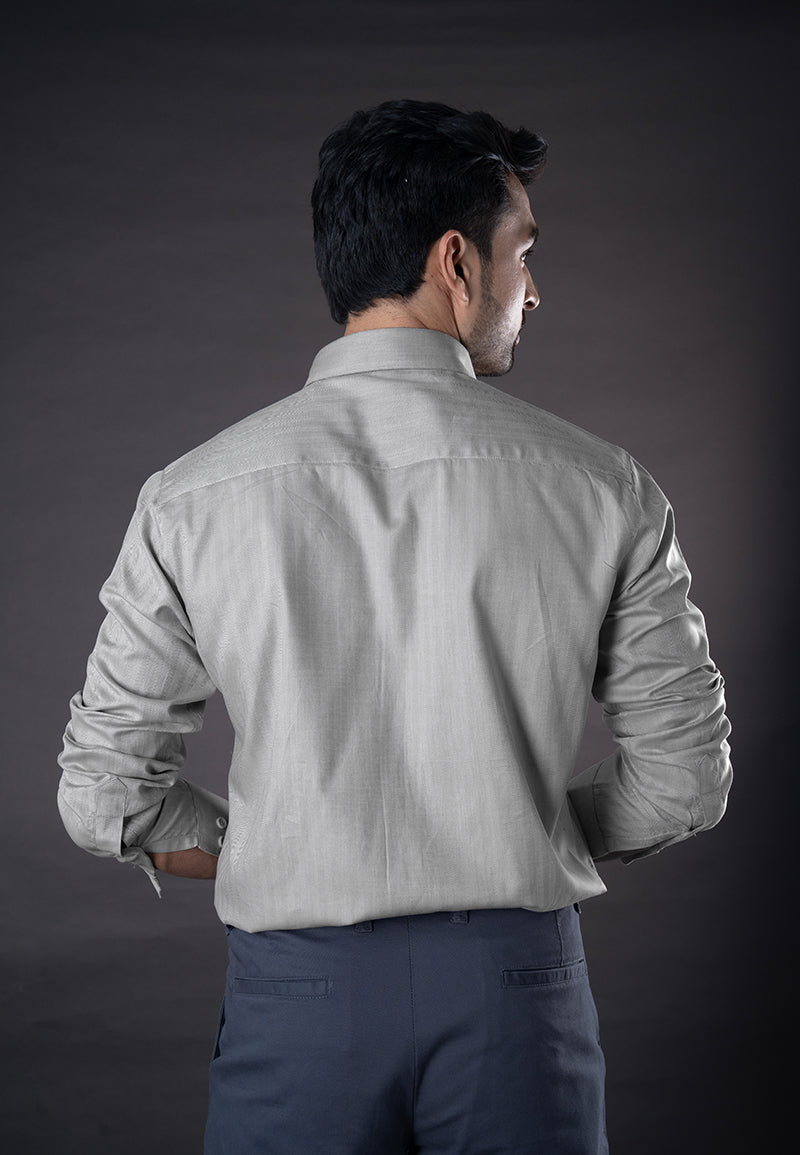 LEO - PREMIUM GIZA COTTON HERRINGBONE CASUAL REGULAR FIT SHIRT