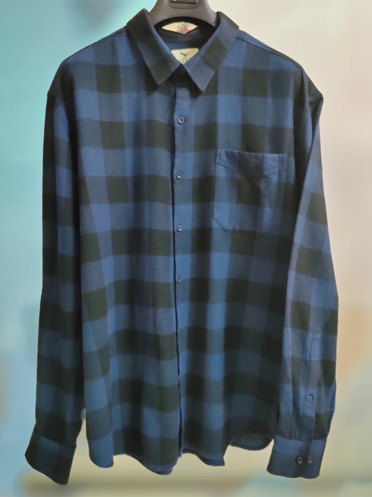 ALDER - HAND CURATED BLUE CHECK FLANNEL SHIRT