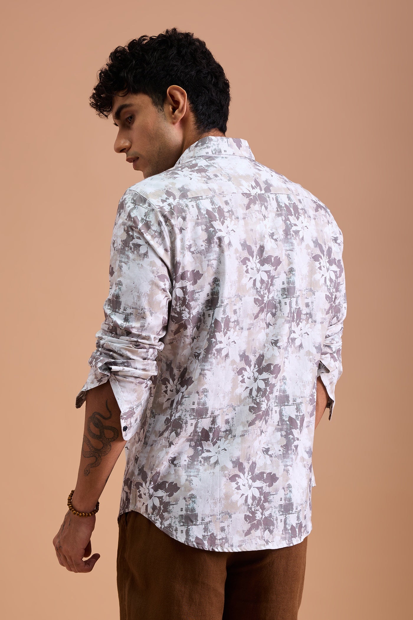SIERRA- MENS SIERRA PREMIUM COTTON BIEGE CASUAL SLIM FIT SHIRT
