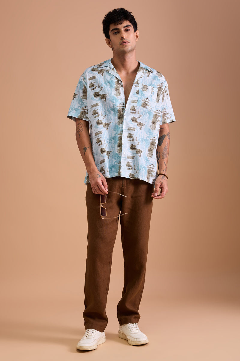 ATHOS - MENS PREMIUM COTTON BLEND PRINTED CASUAL RELAXED FIT CUBAN SHIRT