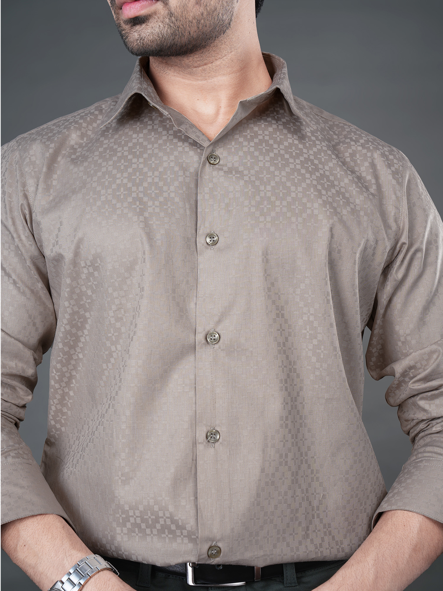 LEON - PREMIUM MENS WEAR GIZA COTTON TEXTURED REGULAR FIT SHIRT