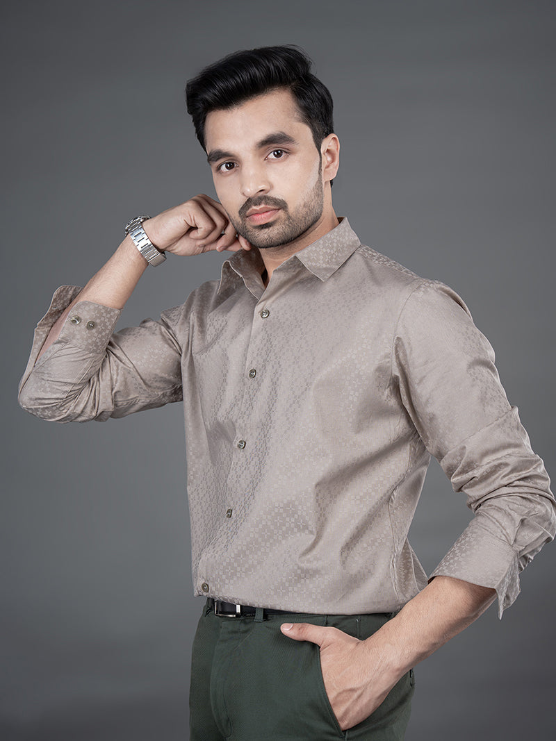 LEON - PREMIUM MENS WEAR GIZA COTTON TEXTURED REGULAR FIT SHIRT