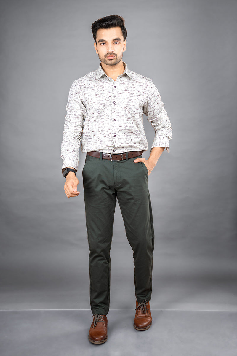 RENE - PREMIUM COTTON PRINTED TWILL WEAVE CASUAL REGULAR FIT SHIRT