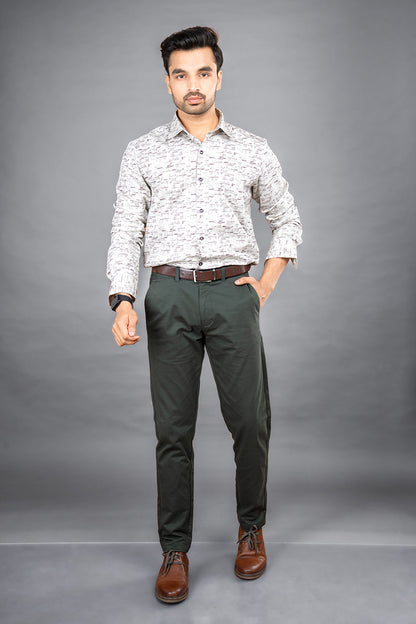 RENE - PREMIUM COTTON PRINTED TWILL WEAVE CASUAL REGULAR FIT SHIRT