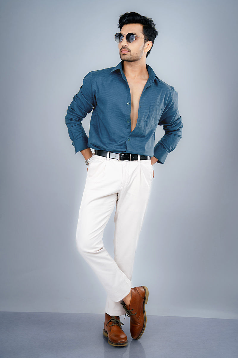 AEGEAN - PREMIUM COTTON DOBBY SMART CASUAL REGULAR FIT SHIRT