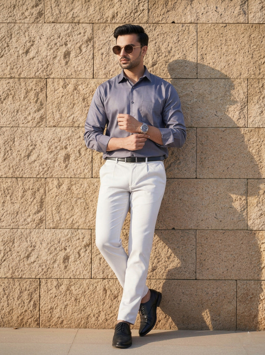 JADE - PREMIUM GIZA COTTON SATIN SMART CASUAL REGULAR FIT SHIRT