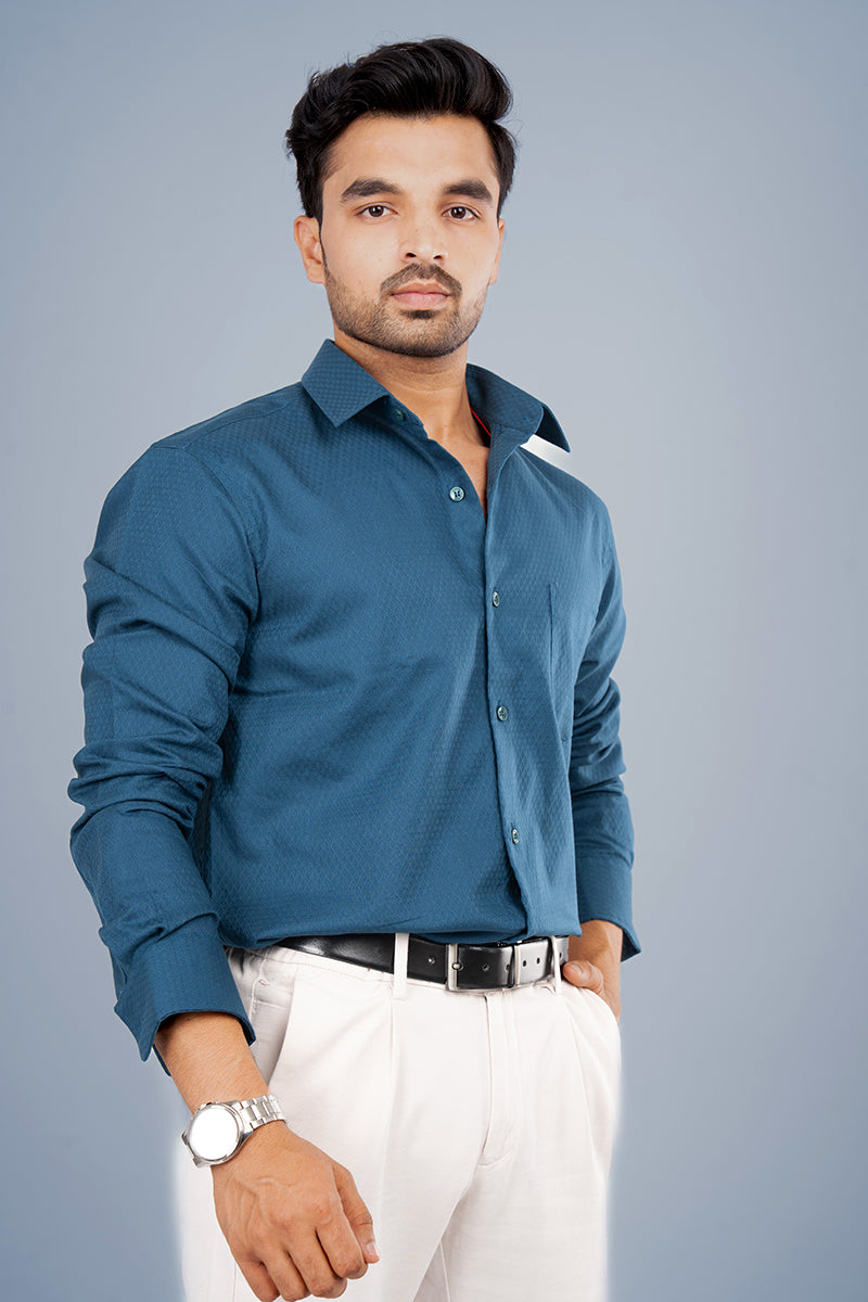 AEGEAN - PREMIUM COTTON DOBBY SMART CASUAL REGULAR FIT SHIRT