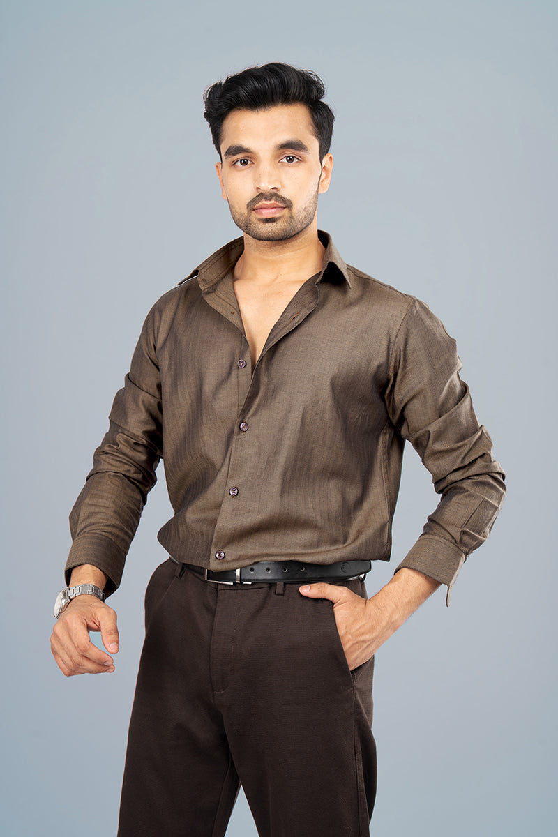 ZION - PREMIUM GIZA COTTON HERRNIGBONE SMART CASUAL REGULAR FIT SHIRT