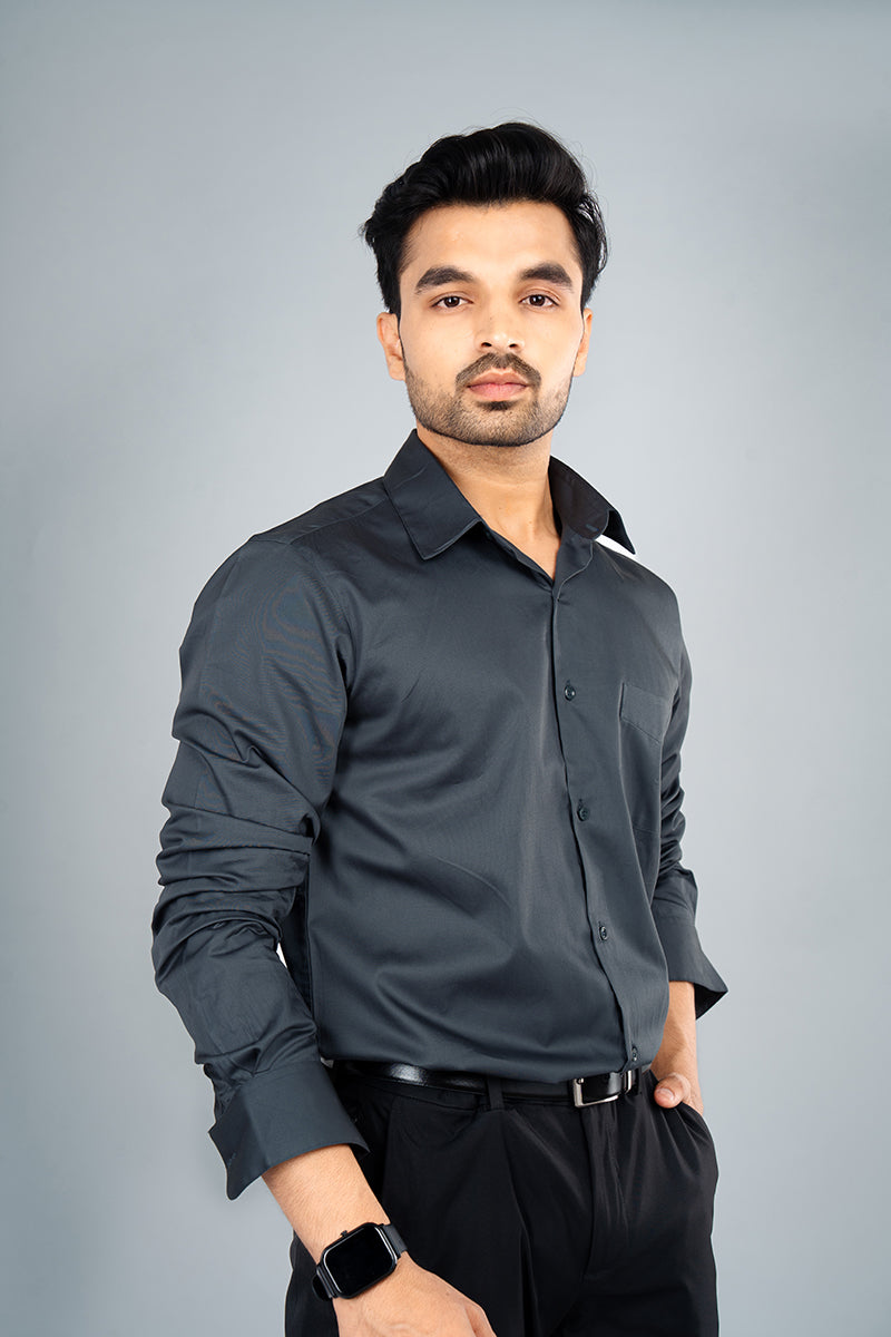 CASPIAN - PREMIUM GIZA COTTON SATIN SMART CASUAL REGULAR FIT SHIRT