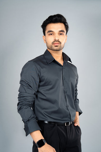 CASPIAN - PREMIUM GIZA COTTON SATIN SMART CASUAL REGULAR FIT SHIRT