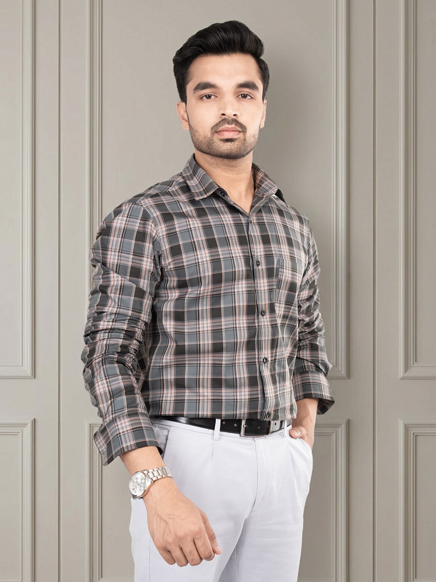 LARS - SUPIMA COTTON CHECKED CASUAL REGULAR FIT SHIRT