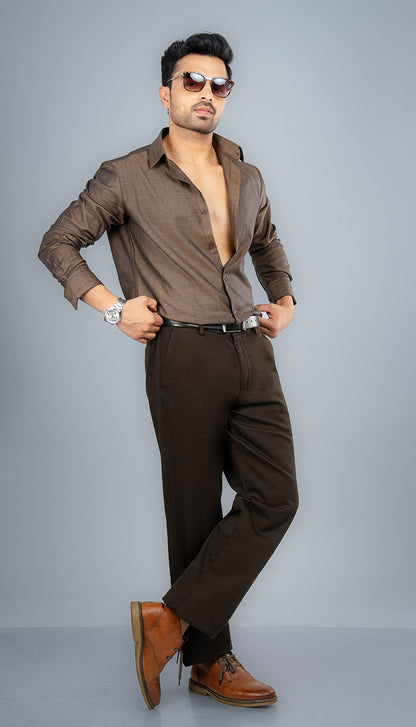 ZION - PREMIUM GIZA COTTON HERRNIGBONE SMART CASUAL REGULAR FIT SHIRT