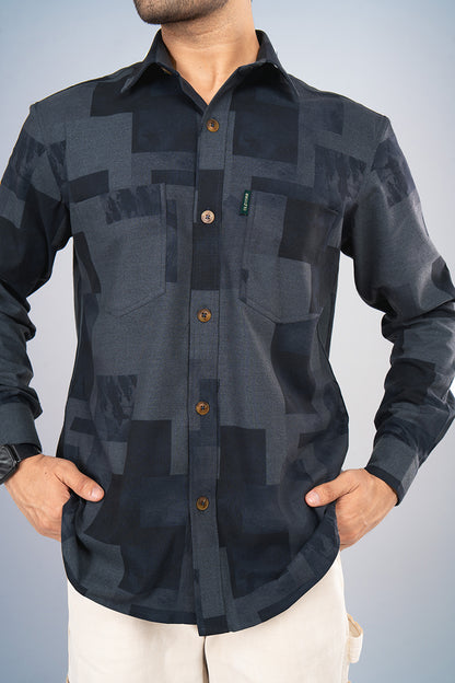 RHODES - PREMIUM COTTON LYOCELL ABSTRACT GEOMETRIC PRINTED OVERSHIRT