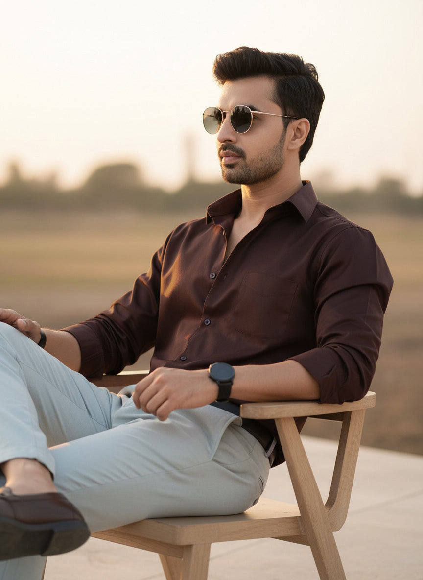 ACE - PREMIUM GIZA COTTON SATIN SMART CASUAL REGULAR FIT SHIRT