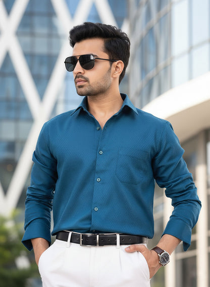 AEGEAN - PREMIUM COTTON DOBBY SMART CASUAL REGULAR FIT SHIRT