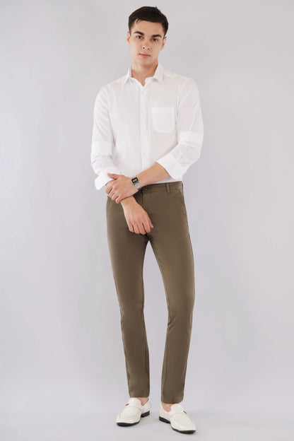 Olevorr Alden premium white striped slim fit full sleeve shirt — styled look