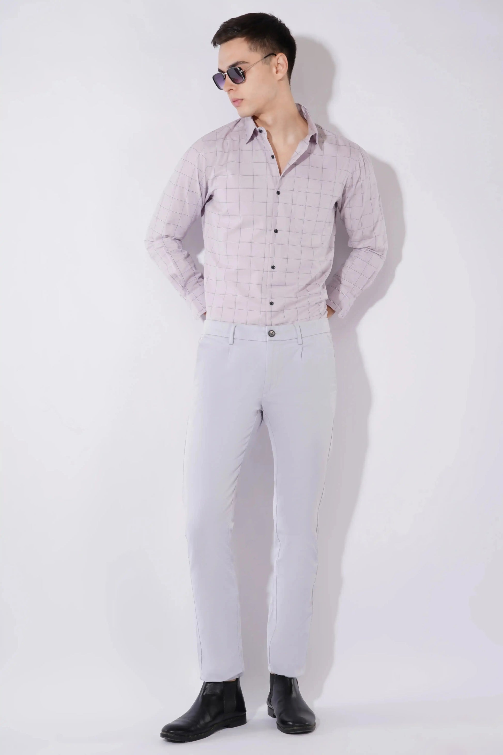 Olevorr Blaine men’s slim fit cotton full sleeve shirt — goggle look side 