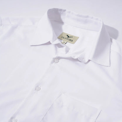 Eamon slim fit striped shirt in silky white — fabric close-up