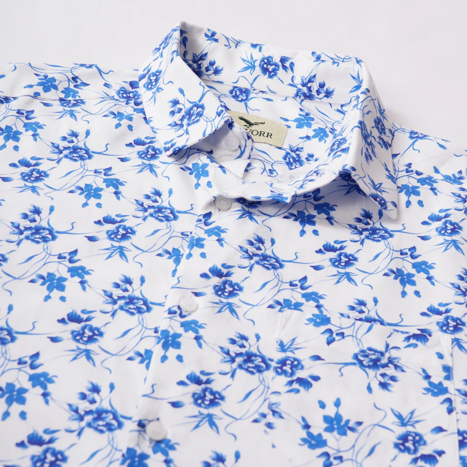 Aelio slim fit full sleeve men’s shirt — floral fabric close-up