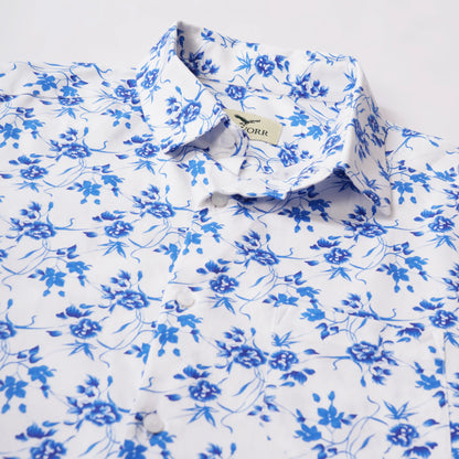 Aelio slim fit full sleeve men’s shirt — floral fabric close-up