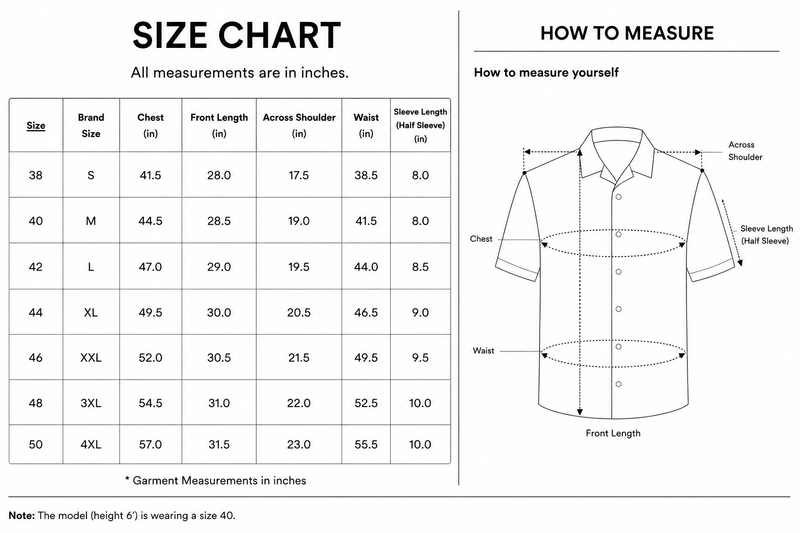 OLEVORR - SHIRT SIZE CHART