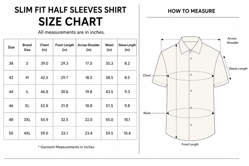 OLEVORR - SHIRT SIZE CHART