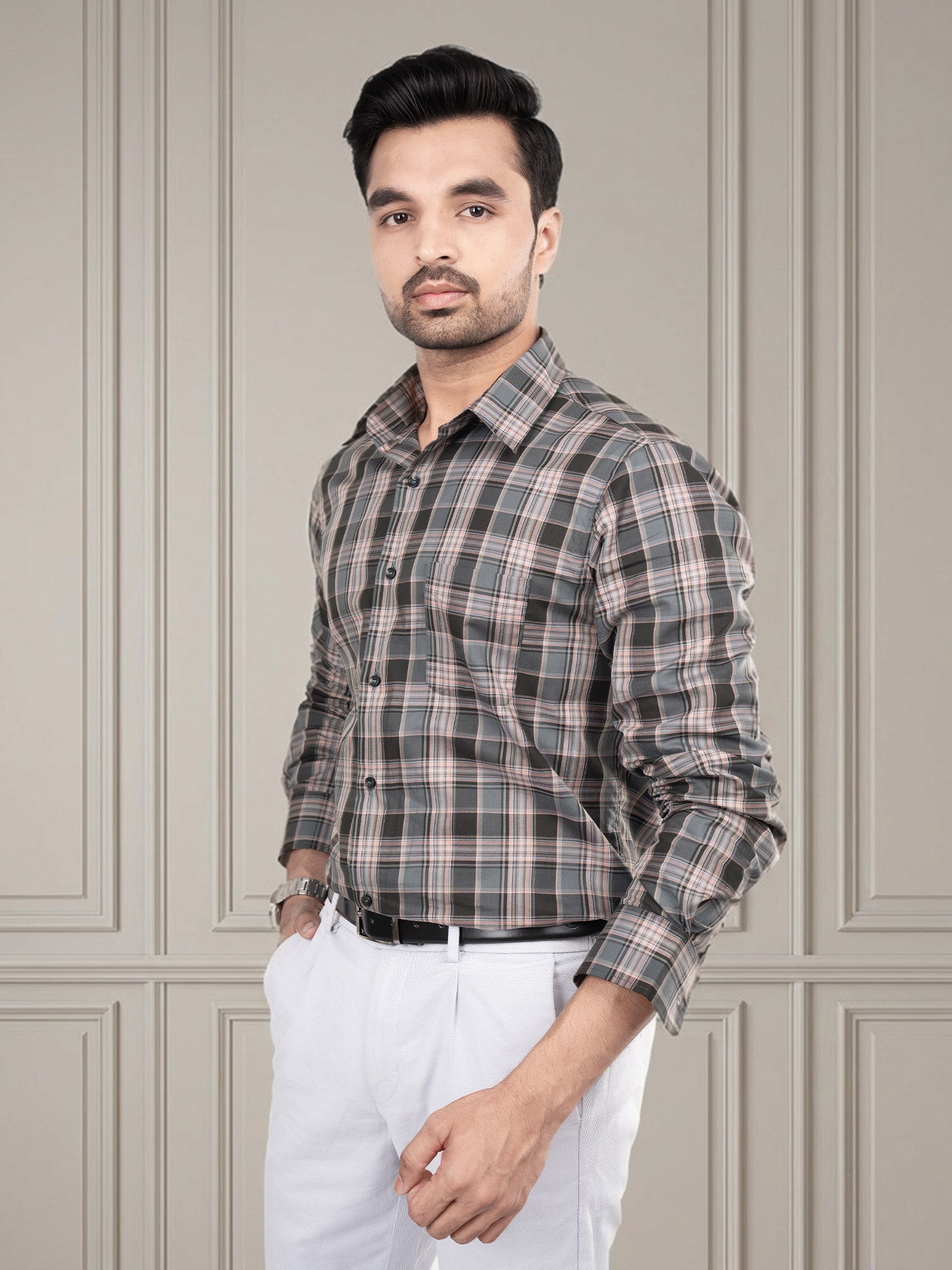 LARS - SUPIMA COTTON CHECKED CASUAL REGULAR FIT SHIRT