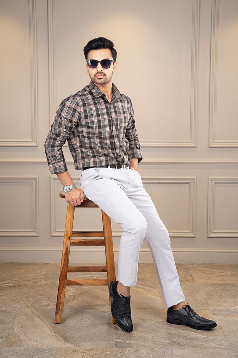 LARS - SUPIMA COTTON CHECKED CASUAL REGULAR FIT SHIRT