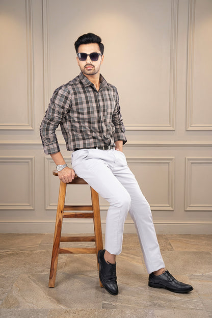LARS - SUPIMA COTTON CHECKED CASUAL REGULAR FIT SHIRT