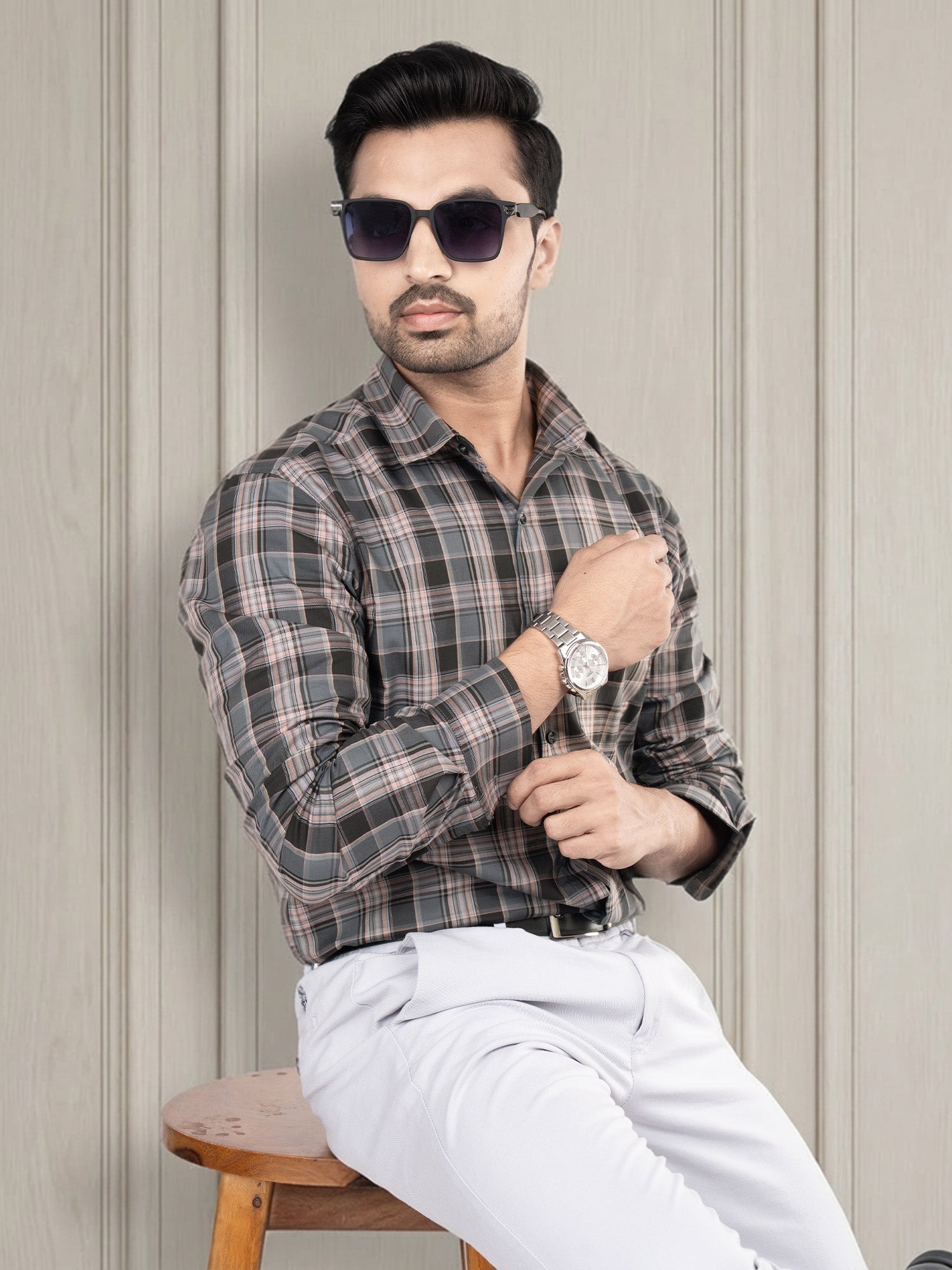 LARS - SUPIMA COTTON CHECKED CASUAL REGULAR FIT SHIRT
