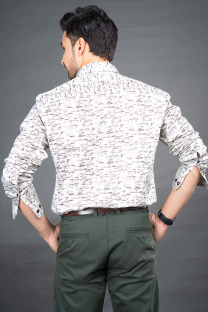 RENE - PREMIUM COTTON PRINTED TWILL WEAVE CASUAL REGULAR FIT SHIRT
