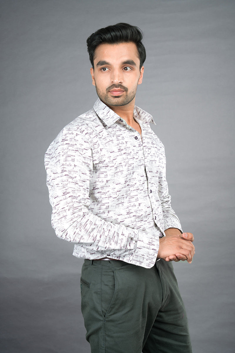 RENE - PREMIUM COTTON PRINTED TWILL WEAVE CASUAL REGULAR FIT SHIRT