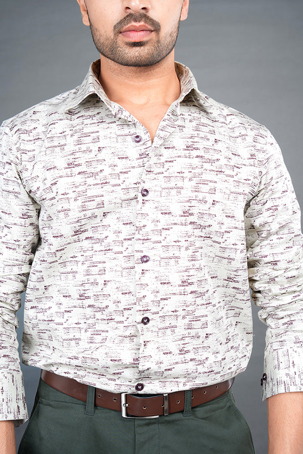 RENE - PREMIUM COTTON PRINTED TWILL WEAVE CASUAL REGULAR FIT SHIRT