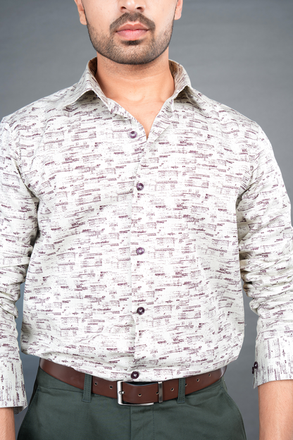 RENE - PREMIUM COTTON PRINTED TWILL WEAVE CASUAL REGULAR FIT SHIRT