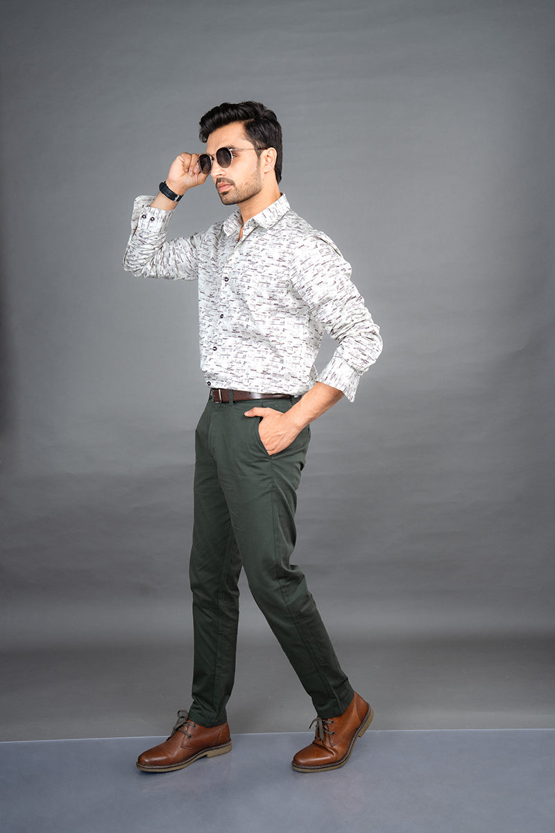 RENE - PREMIUM COTTON PRINTED TWILL WEAVE CASUAL REGULAR FIT SHIRT